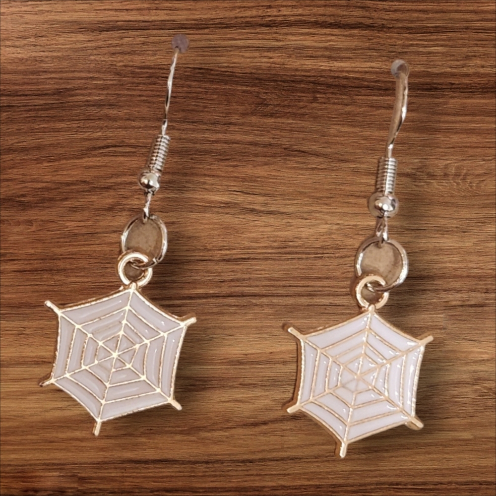 White Spiderweb Earrings